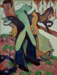 Farmer Pulling a Wheelbarrow